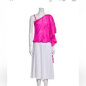 Rosie Assoulin Fuschia Pink One Shoulder Blouse
